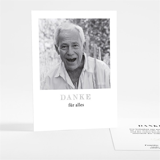 Trauerdanksagung Blumenornament - Silber