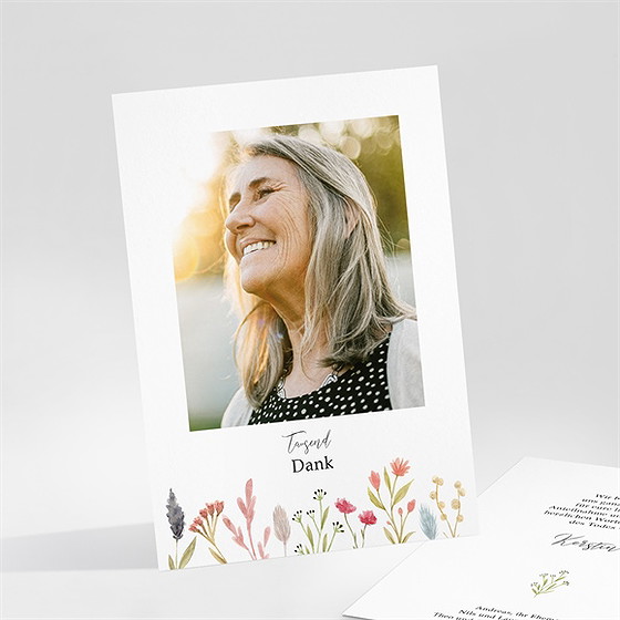 Trauerdanksagung Zarte Blumen - Postkarte