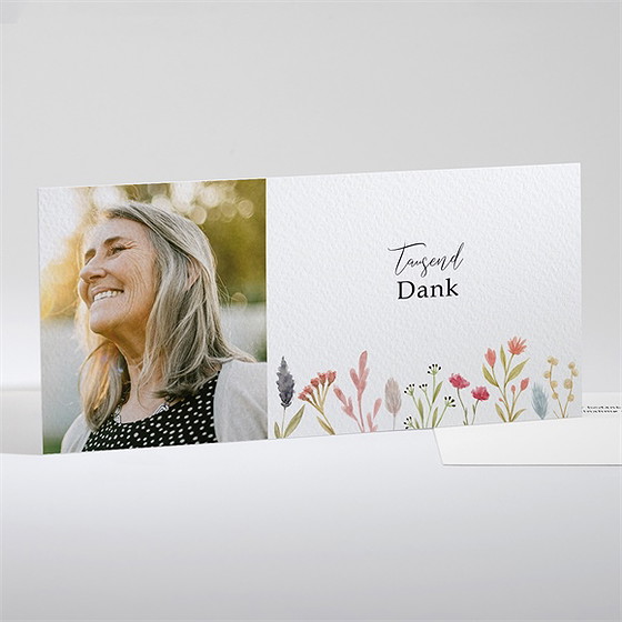 Trauerdanksagung Zarte Blumen - Querformat