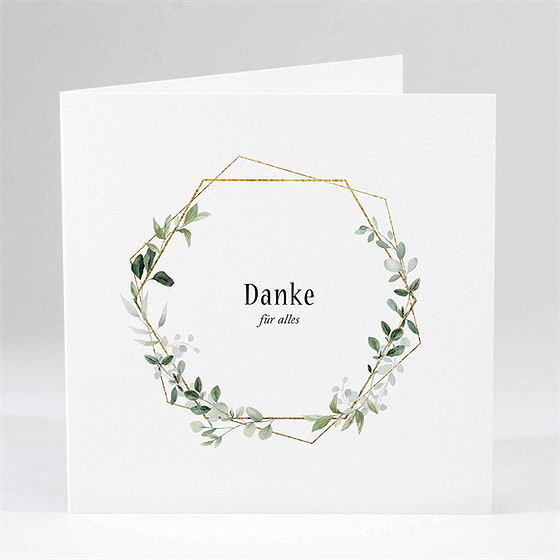 Trauerdanksagung Moderner Blätterk - Klappkarte