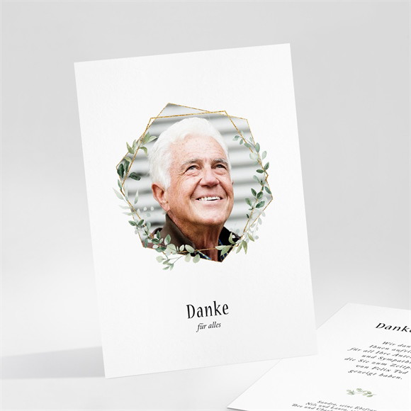 Trauerdanksagung Moderner Blätterkr - Postkarte ref.N251168