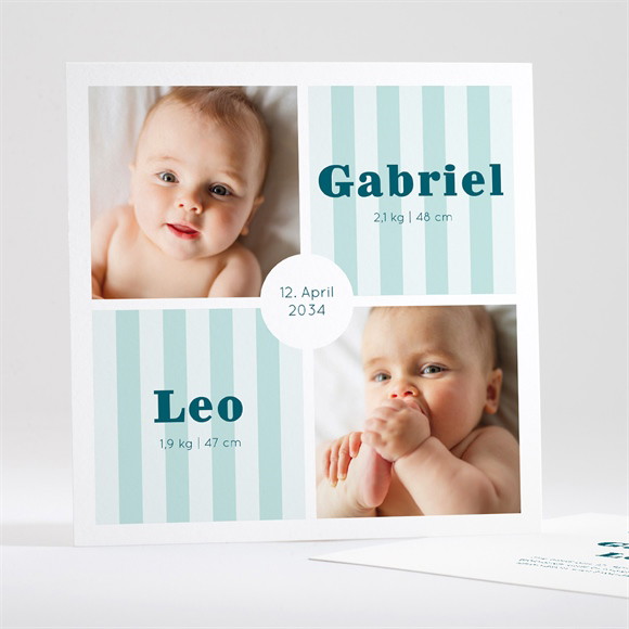 Geburtskarte Blau gestreift ref.N351639