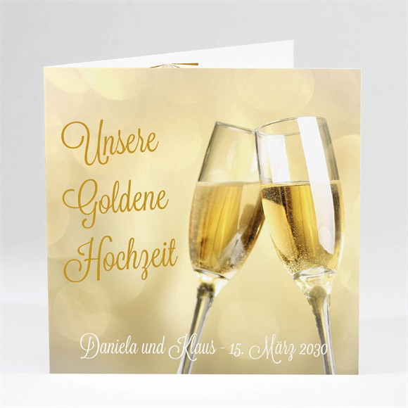 Einladung Hochzeitsjubiläum Champagnergläser Klapp-Quadrat ref.N461135