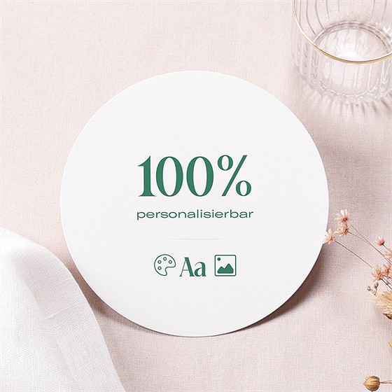 Menükarte Taufe Blanco - Rund*13,5Cm