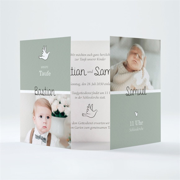 Einladung Taufe Kleine Brüder Doppelklapp ref.N701142