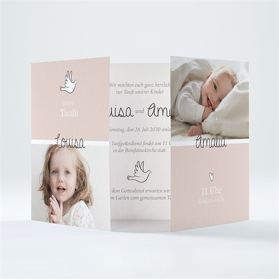 Einladung Taufe Kleine Schwestern Doppelklapp
