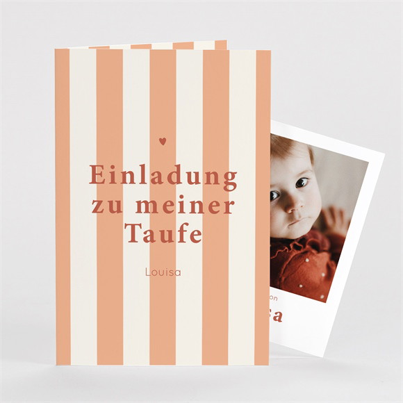 Einladung Taufe Vintagestreifen ref.N63117