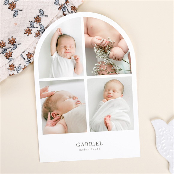 Einladung Taufe Fotostreifen Taufe halbrund ref.N27164