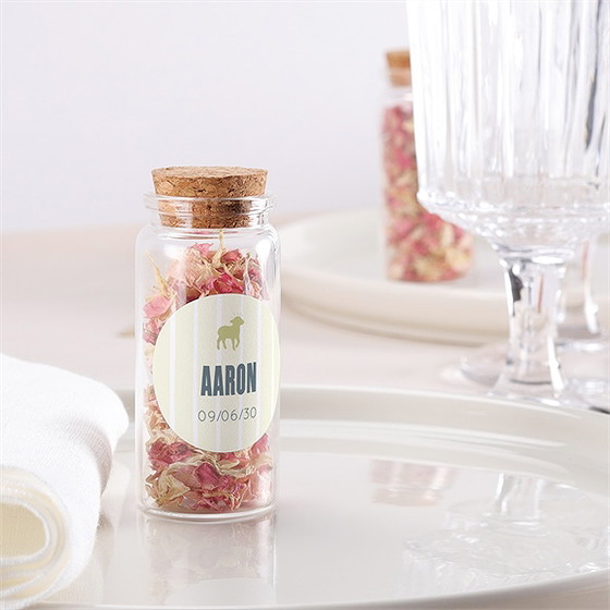 Glasfläschchen Mit Korken Kommunion Lamm Sticker
