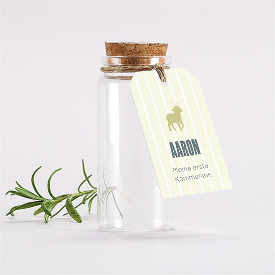 Glasfläschchen Mit Korken Kommunion Lamm Anhänger