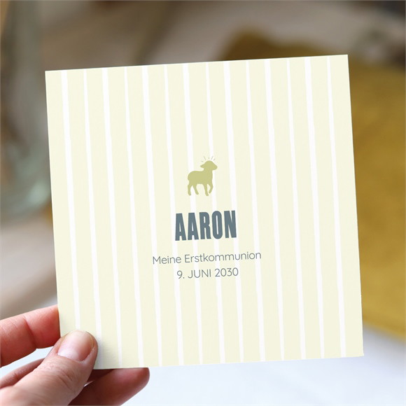 Einladung Kommunion Lamm Quadrat ref.N351654