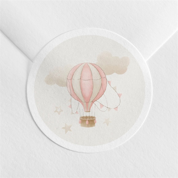 Aufkleber Taufe Heißluftballon Rosa - Fotostr ref.N3602014