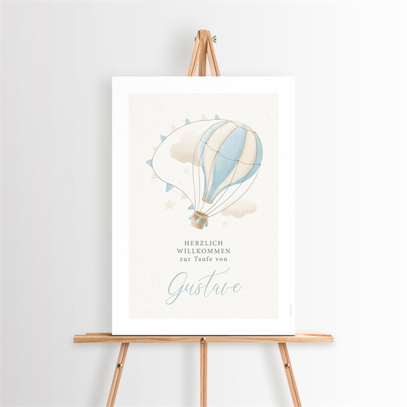Willkommensschild Taufe Heißluftballon Blau ref.N260256