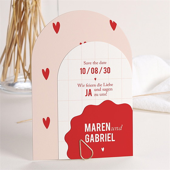 Hochzeitseinladung Rote Herzen