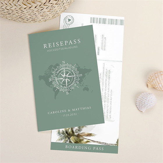 Hochzeitseinladung Grüner Reisepass